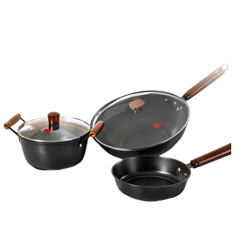 三禾 T325 畅想铁锅三件套 32炒锅+22汤锅+22煎盘 （单位：套）