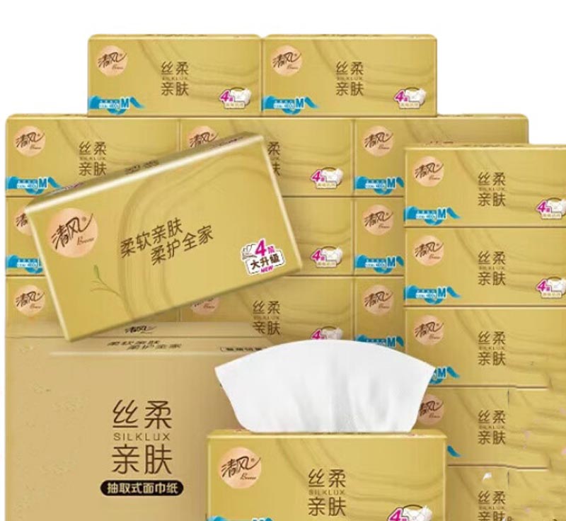 清风（APP） 丝柔系列 4层金装抽纸 48包/箱 （单位：包）