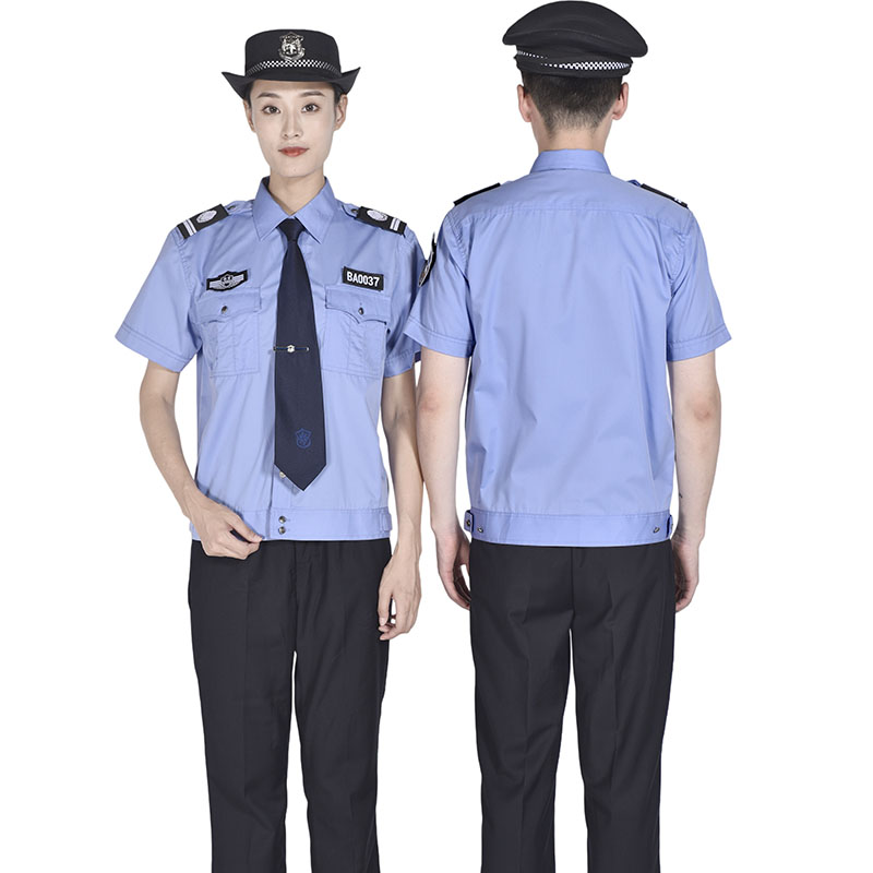 鹂芷 65%棉35%涤 职业衬衣 内保短袖 佩戴肩章臂章胸部 37 （单位：件） 30件起订 藏蓝色