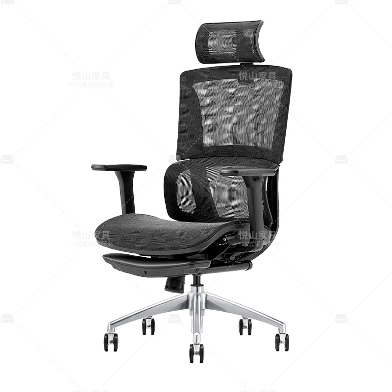 悦山（YUESHAN） YSOC1QQ828AGP-JTWH 人体工学办公椅 线控款带脚踏 710*650*1145-1310mm （单位：张） 黑色
