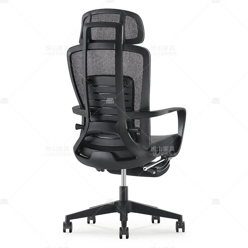 悦山（YUESHAN） YSOC1U-061KTW 办公椅带脚踏 635*620*1155-1275mm （单位：张） 黑背黑坐