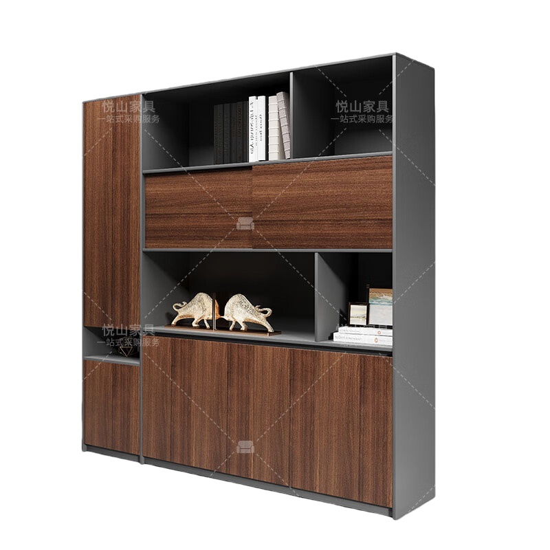 悦山（YUESHAN） YSOD2aZYDK-W0220 文件柜 2000*400*2000mm （单位：个） 杜克胡桃+铁灰