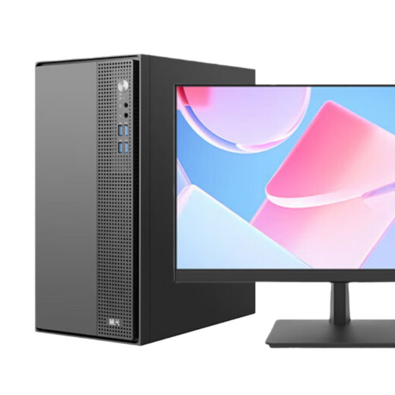 联想 慧天M5 办公台式电脑 27英寸 （单位：台） I3-13100/16GDDR4/512G/W11H/15L大机箱/200W/无WIFI/WIN11-Home+来酷2K 黑色