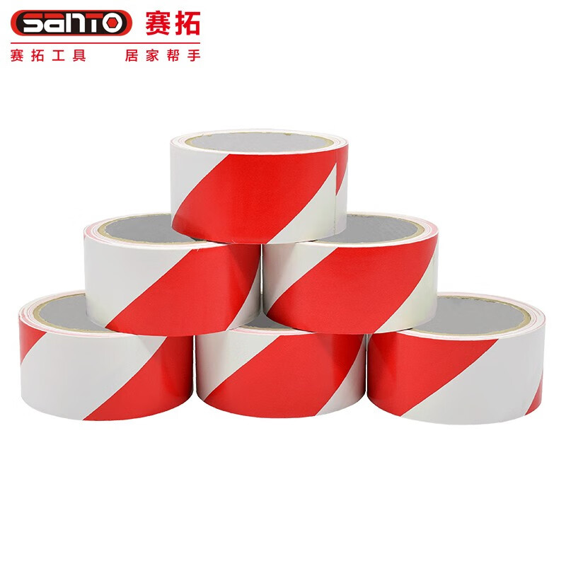 赛拓（SANTO） 2018 斑马警示胶带 4.8cm*18Y 6卷/组 （单位：组） 红白