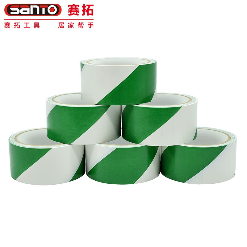 赛拓（SANTO） 2019 斑马警示胶带 4.8cm*18Y 6卷/组 （单位：组） 绿白
