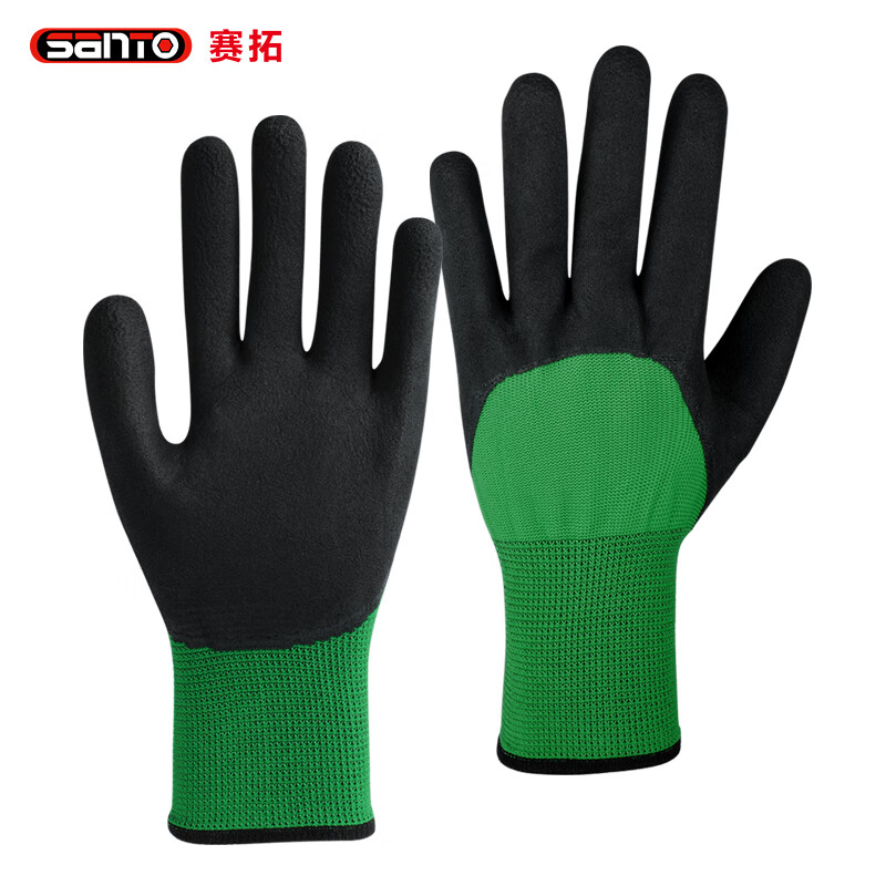 赛拓（SANTO） 2130-1 发泡手套 12副/包 （单位：包） 黑绿色