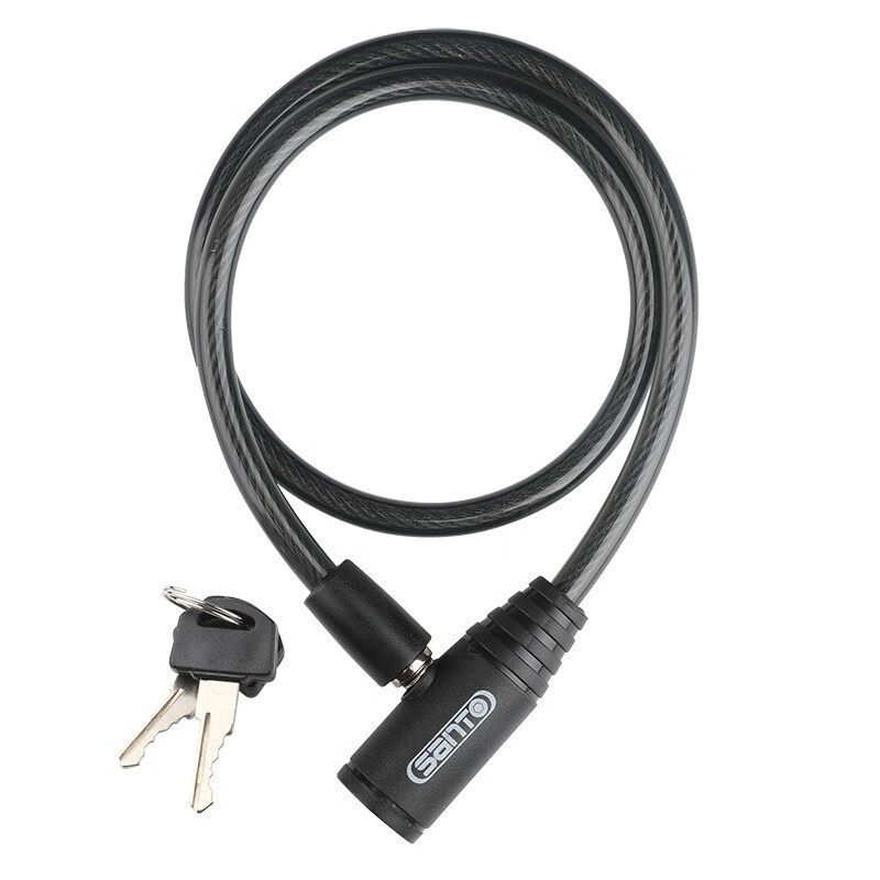 赛拓（SANTO） 0549 小圆头钢缆锁 8mm*650mm （单位：把） 黑色