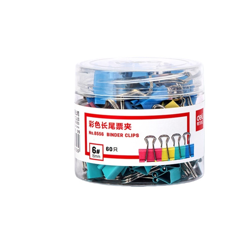 得力（deli） 8556 彩色长尾票夹 15mm 60只/筒 （单位：筒） 混色