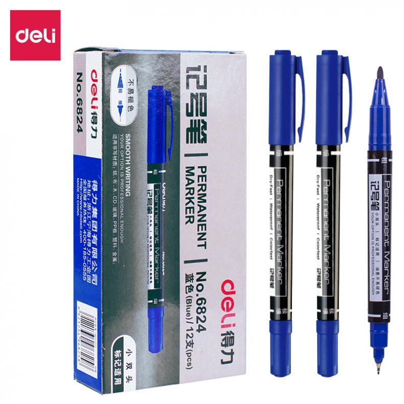 得力（deli） 6824 小双头记号笔（单位：盒） 蓝色
