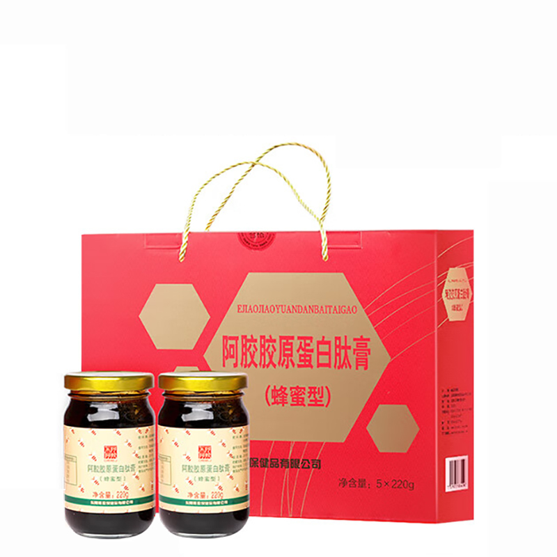 东阿阿胶 蜂蜜型 阿胶胶原蛋白肽膏 220g/瓶 5瓶/盒 （单位：盒）  