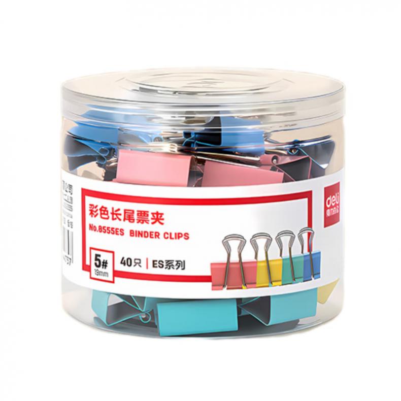 得力（deli） 8555ES 小号彩色长尾夹19MM 40只/筒 （单位：筒）  
